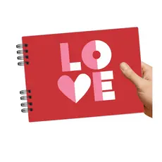Álbum Scrapbook Casal Romântico Dia dos Namorados COM FOTOS INCLUSAS + Caneta Gel Branca Capa Dura 20 Folhas 40 Páginas