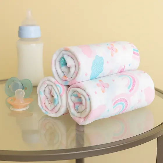 Kit 6 Fralda Pano de Ombro Bebê com Bainha 100%Algodão Enxoval Maternidade Menino Menina