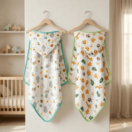 Kit 2 Toalhões de Banho Infantil  Fralda Soft com Capuz 100% Algodão Premium