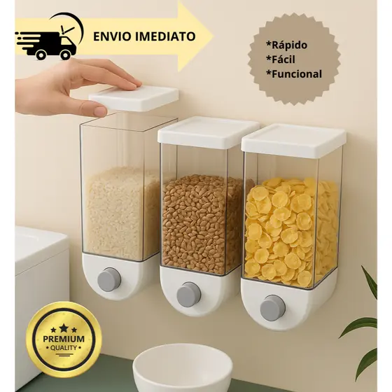 Pote Dosador Dispenser de Alimentos Grãos Pipoca Produto de Limpeza Ração Para Parede 1 Litro