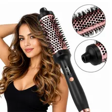 Modelador de cabelo com Escova Secadora Alisadora Eletrica 3 Em 1 Bivolt Alisa Modela Com Led Anti Friz