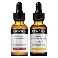 Principia Antissinais Dia e Noite c/ Vitamina VC-10 + Sérum Retinol Rn-0,3 - Vitamina C Para o Rosto - Serum Facial