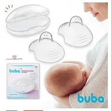 Protetor de Seios com Estojo - Bico em Silicone Para Amamentação com 2 Unidades Buba