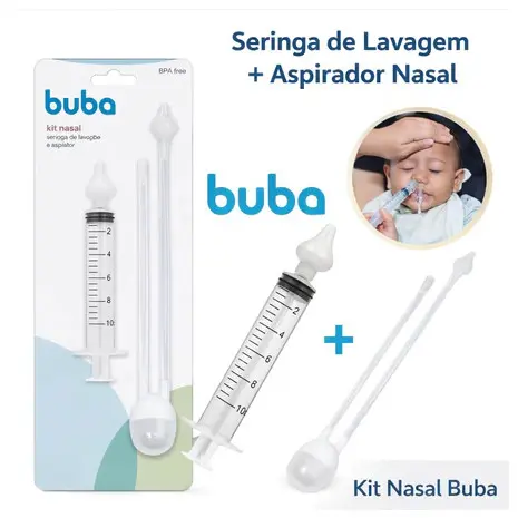 Aspirador Nasal de Sucção + Seringa Ponta em Silicone Buba