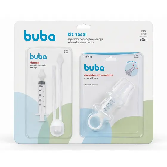 Aspirador Nasal + Seringa + Dosador De Remédio Infantil Buba