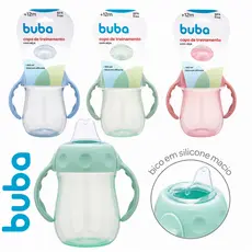 Copo De Treinamento buba Com Alça e bico 160ml rosa azul verde Copinho com bide em silicone