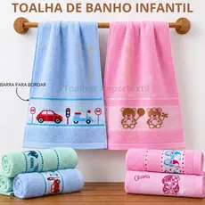 Toalha de Banho Kids Infantil Premium Para Bordar Ponto Cruz 100% Algodão