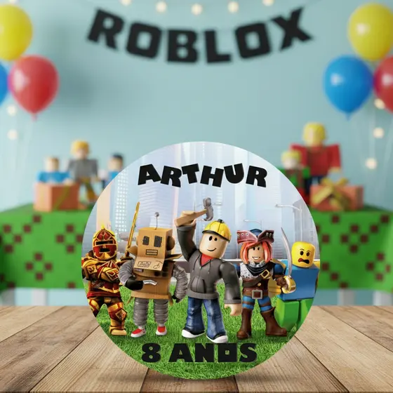 KIT + de 50 Adesivos Personalizados Roblox Festa Infantil Nome e Idade 4x4 e 5x5