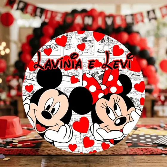 Adesivo Etiqueta Personalizado com nome e idade Mickey e Minnie