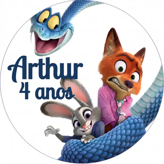 Adesivo Etiqueta Personalizada Zootopia 4x4 /Aniversário.