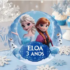 Adesivo Personalizado com nome e idade Frozen - Elsa e Ana