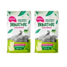 Kit 2 Areia Biodegradável para Gatos Bionature Wisecat 2 KG