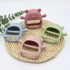 Brinquedo de dentição para bebê, adequado para bebês a partir de 3 meses, luva molar de silicone de grau alimentício