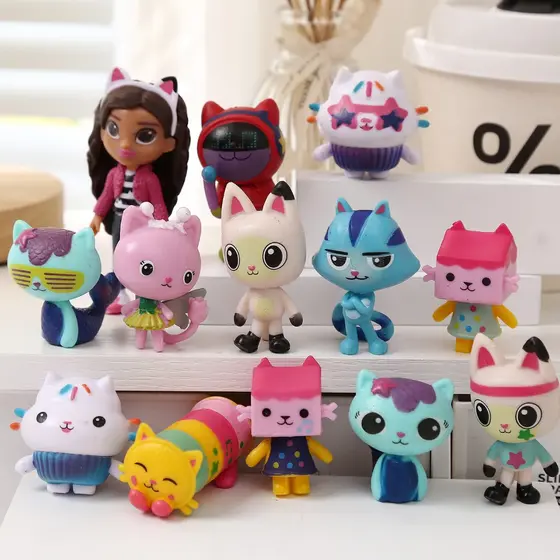 13 peças/conjunto Bonecos de ação da Casa da Boneca da Gabby - Coleção de modelos fofos