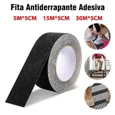 Fita Antiderrapante Adesiva 5 ou 30 Metros Prevenção Contra Acidentes em Pisos Escorregadios