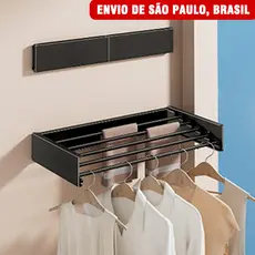 Varal de Parede Mágico Retrátil Dobrável Todo de Alumínio Grande Com 4/5 Varetas 100/80/60 cm