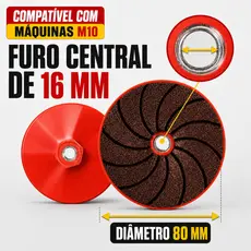 Almofada Abrasiva 80mm Grão 50/100/200 M10 Furo16mm | Esmerilhadeira 100 | Pedra Natural