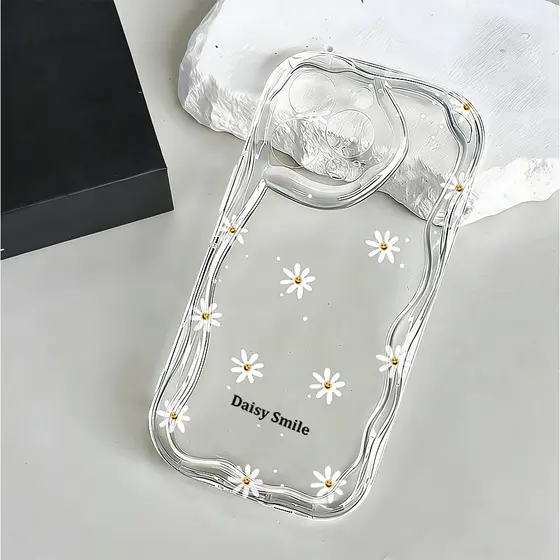 Capinha Celular Modelo Ondulado com Estampa de Margaridas Anti-Impacto iPhone 17 Pro Max 17Air 16 15 13 11 14 12 11 XR