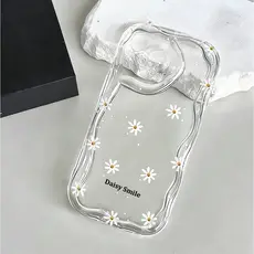Capinha Celular Modelo Ondulado com Estampa de Margaridas Anti-Impacto iPhone 17 Pro Max 17Air 16 15 13 11 14 12 11 XR