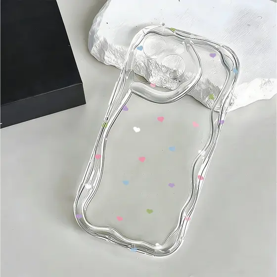 Capinha Celular Transparente com Corações Coloridos Anti-Impacto para iPhone 17 Pro Max 17Air 16 15 13 11 14 12 11 Xs XR