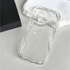 Capinha Celular Transparente com Corações Coloridos Anti-Impacto para iPhone 17 Pro Max 17Air 16 15 13 11 14 12 11 Xs XR