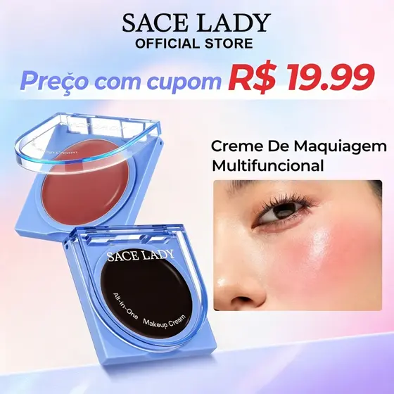 Blush Mágico de pH SACE LADY Preto que Vira Rosa na Pele, Cor Personalizada e Natural
