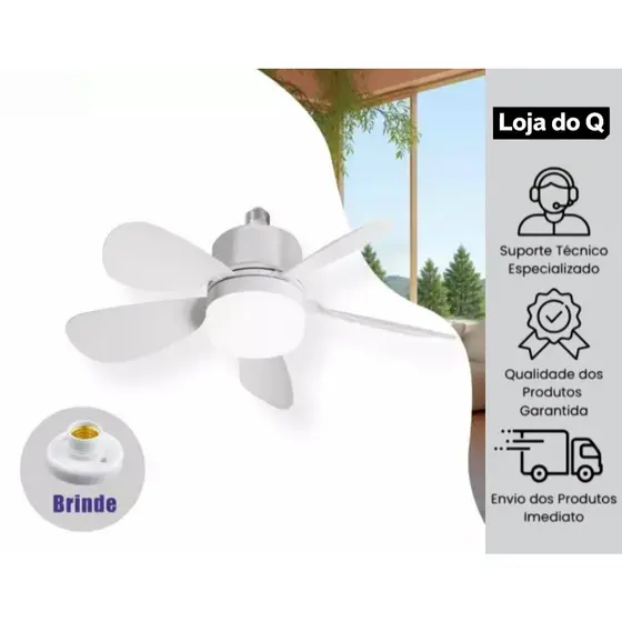 Ventilador de Teto com Luz Silencioso Controle Remoto Instalação Fácil Bivolt para Pequenos Espaços