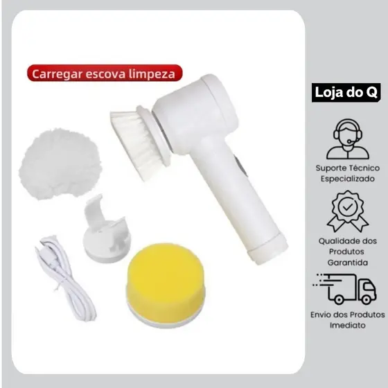 Escova de limpeza elétrica sem fio cinco em um, limpador multifuncional prático para cozinha e banheiro