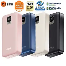 BASIKE Carregador Power Bank 20000mah/10000mah Portátil Rápido 22,5W com IOS e cabo Tipo C