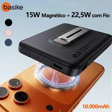 Basike 22.5W Power Bank Magnético Carregamento Rápido Sem Fio 10000mAh para iPhone Android MagSafe
