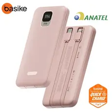 Basike Power bank cabo incluso 20000/10000 mAh portátil Display Digital Compatível com Android e Apple Rosa