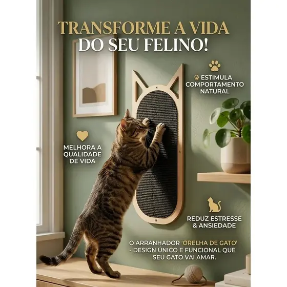 Arranhador de Parede para Gatos 30x20cm – Economia de Espaço, Reduz Estresse e Protege Sofás