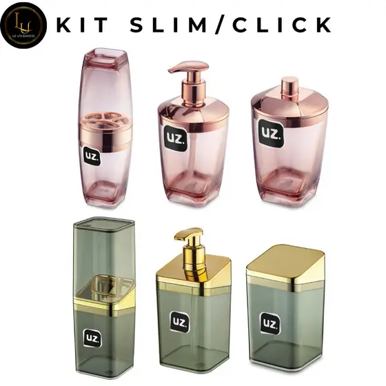 Kit Porta Escova + Porta Sabonete Liquido + Porta Algodão/Cotonetes UZ utilidades