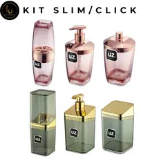 Kit Porta Escova + Porta Sabonete Liquido + Porta Algodão/Cotonetes UZ utilidades