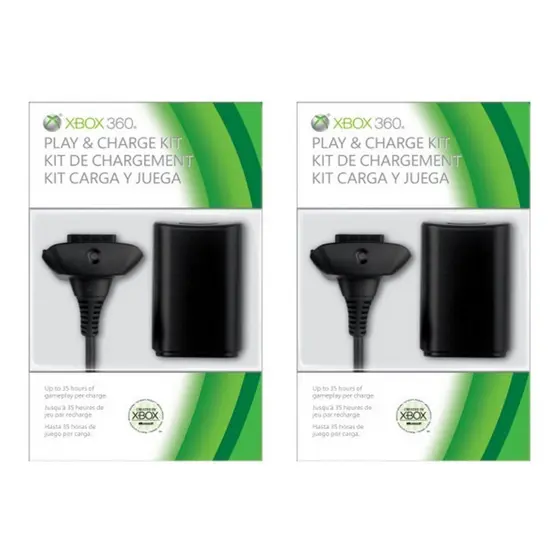 Kit 2 Unidades de Energia Recarregáveis para Controle Sem Fio do Xbox 360 + Cabo Usb Carregador