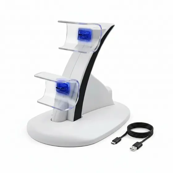 Carregador Dock Duplo Luz Led Para Controle Playstation 5 DualSense