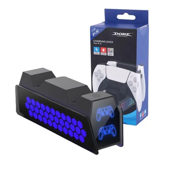 Dock de Carregamento Duplo Carregador para Controle Ps5 Led RGB