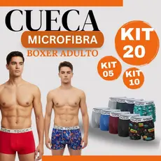 Kit 5, 8,10 ou 20 Cuecas Boxer Box Microfibra Masculino Adulto Sortido Com Forro 100% Algodão