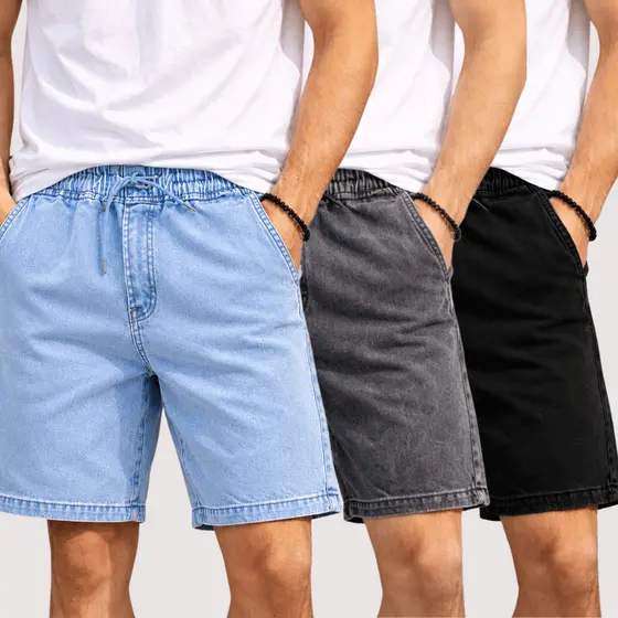 Short Bermuda Masculino Jeans Grafite Curto Verão P Ao Gg