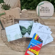 Caixa para Daminha com ou sem Itens Laço de Cabelo + caixa + desenhos para colorir+ Giz de Cera