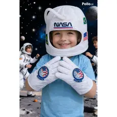 fantasia astronauta branco capacete + luva aplique decorativo