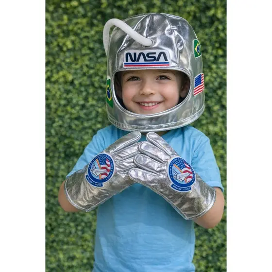 kit astronauta par de luvas e capacete