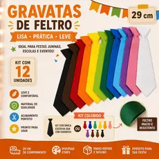 gravata de feltro festa junina decoração artesanato kit 12 peças 29 cm