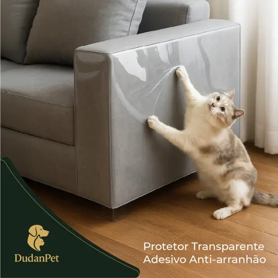 Protetor De Sofá Móveis Adesivo Gatos Pets Anti-arranhão Arranhador Transparente 30X200cm + BRINDE