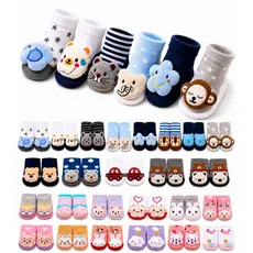 kit 3/4/5 pares meias infantil 3D com chocalho antiderrapante bebe menino menina bichinho