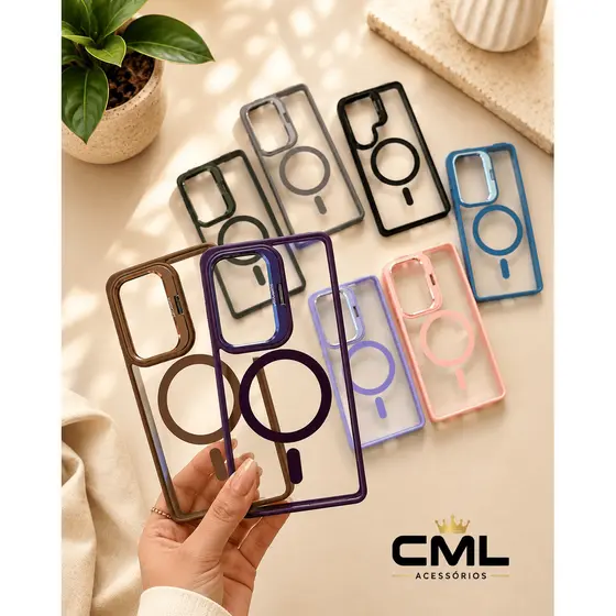 Capa Premium Transparente Com proteção de lente Compatível MagSafe Samsu GalaxyS23 ao S26Ultra