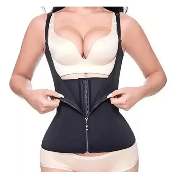 Cinta Modeladora Feminina com Zíper - Cintura Dupla de Compressão Ajustável para Redução Abdominal e Suporte com Alça