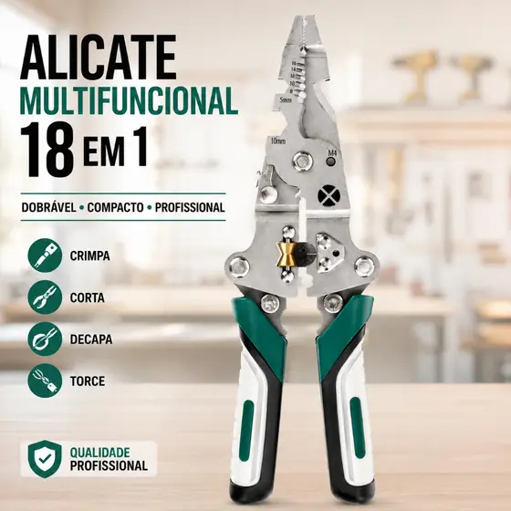 Alicate Automático Decapador Crimpador Eletricista Descacador Fios Decapador Fio Automático 18 Em 1