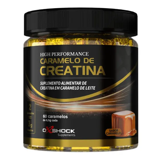 Creatina em Goma Sabor Caramelo 60 Unidades 3g de creatina por Porção Oxshock Suplementos
