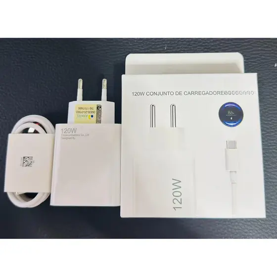 Carregador 120W Completo Turbo Cabo USB + TIPO C Xiaomi Redmi Note